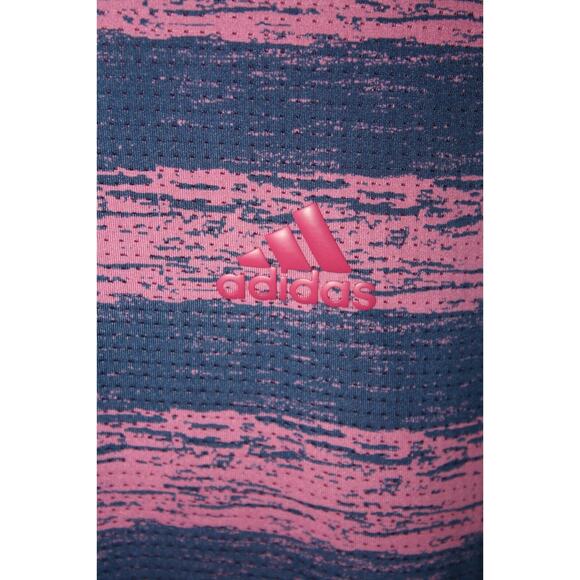adidas Pink and Blue Striped Polo Shirt - Picture 4 of 4